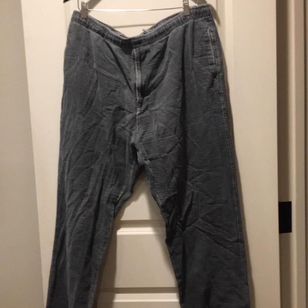 Haband Casual Joe mens woven distressed drawstring pants pockets khaki green 36W
